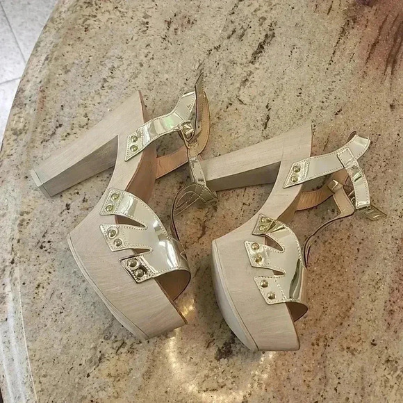 VERA PELLE GOLD PLATTFORMS - Picture 3 of 4